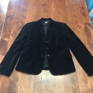 J Crew Velvet Blazer with Gray Pinstripes
